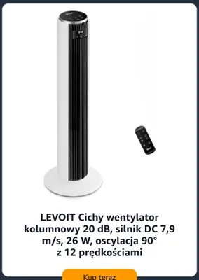 Cichy wentylator kolumnowy Levoit promocja w Amazon