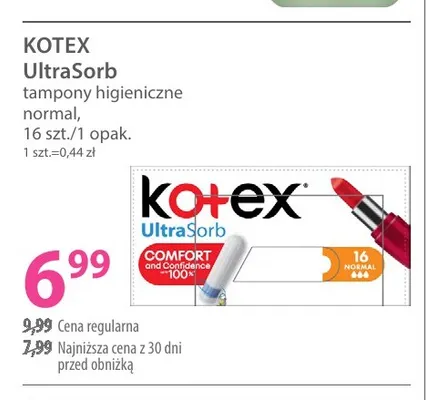 Tampony higieniczne normal UltraSorb Kotex promocja w Hebe