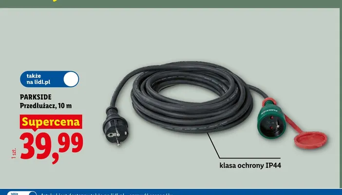 Przedłużacz 10 m Parkside promocja w Lidl