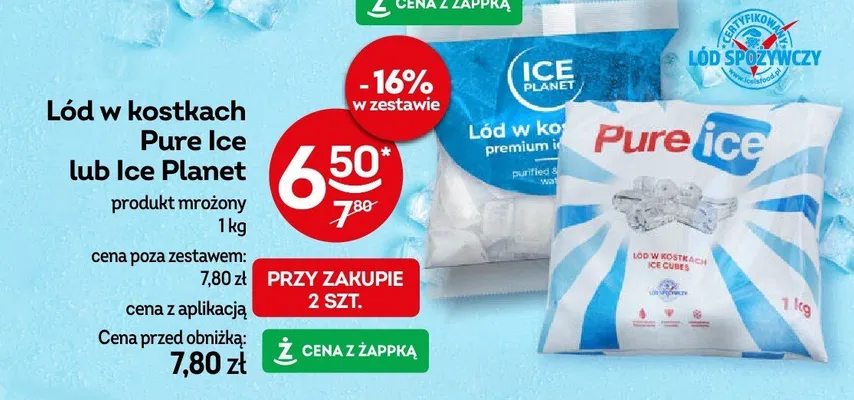 Lód w kostkach Pure Ice promocja w Żabka