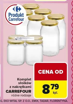 Komplet słoików z nakrętkami Carrefour promocja w Carrefour Market