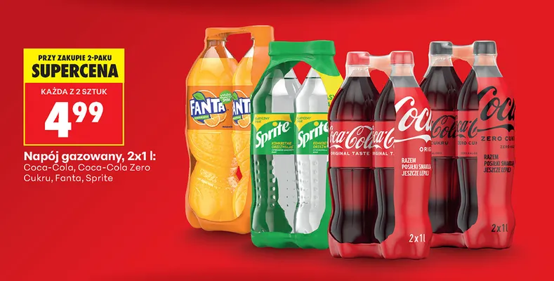 Napój gazowany Sprite 2-pak 1 l promocja w Biedronka