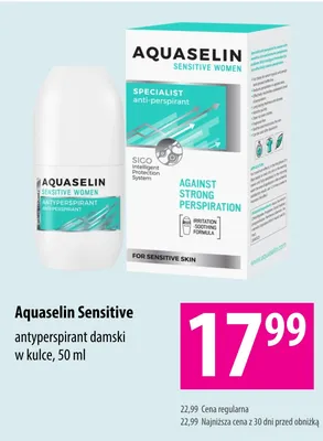 Antyperspirant damski w kulce Aquaselin Sensitive promocja w Hebe