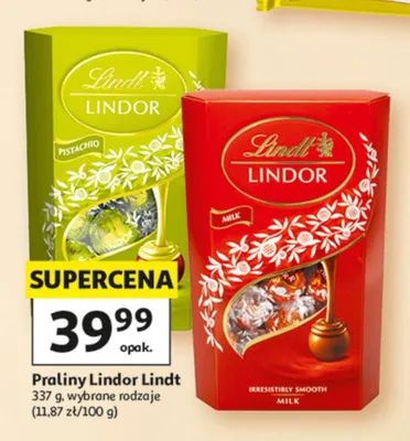 Praliny Lindor Pistachio Lindt promocja w Auchan