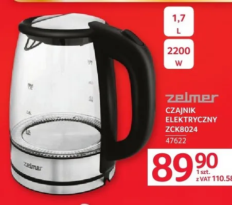 Czajnik elektryczny Zelmer ZCK8024 1,7l 2200W promocja w Selgros