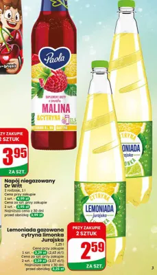Lemoniada gazowana cytryna limonka Jurajska promocja w Dino