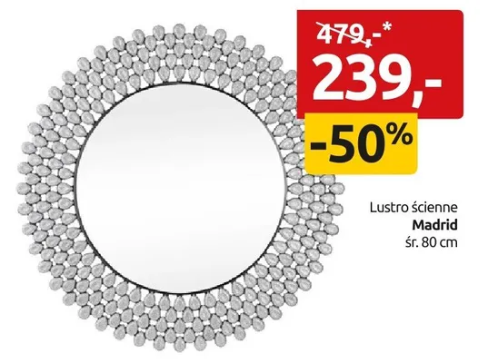 Lustro ścienne Madrid śr. 80 cm promocja w Black Red White