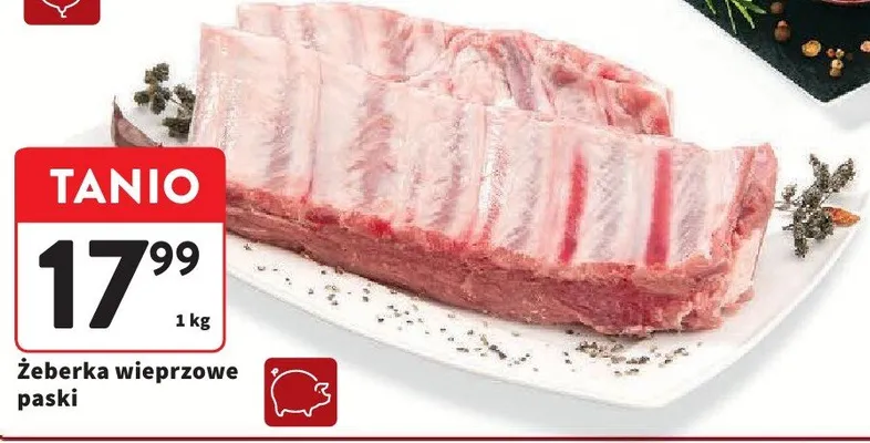 Żeberka wieprzowe paski promocja w Intermarche