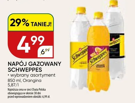 Napój gazowany schweppes wybrany asortyment promocja w Chata Polska