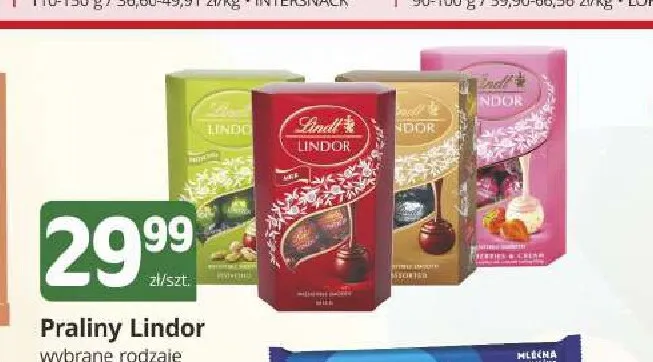 Praliny Lindor mleczne promocja w Marketvita
