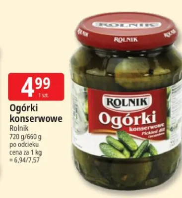 Ogórki konserwowe Rolnik promocja w Leclerc