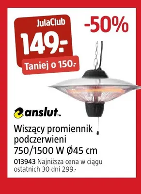 Wiszący promiennik podczerwieni Anslut promocja w Jula