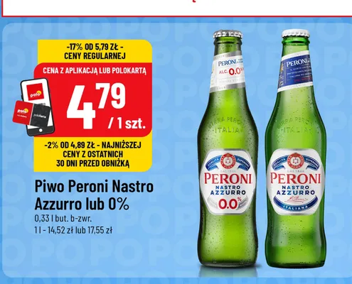 Piwo bezalkoholowe Peroni Nastro Azzurro promocja w POLOmarket