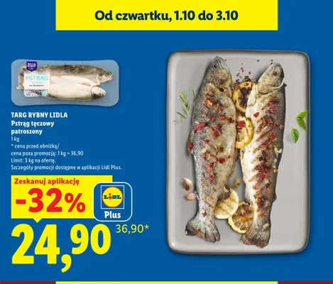 Pstrąg tęczowy patroszony Targ Rybny Lidla promocja w Lidl