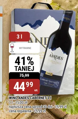 Wino czerwone Andes Cabernet promocja w bi1