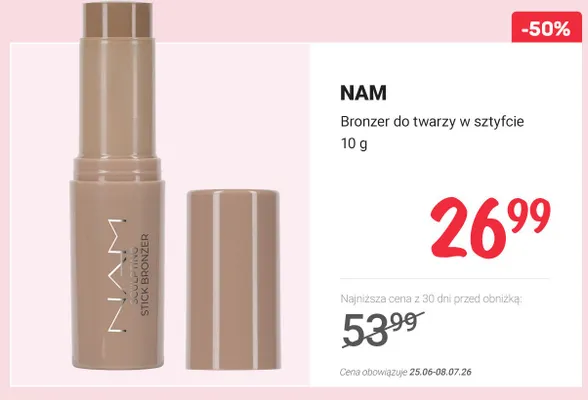 Bronzer do twarzy w sztyfcie NAM promocja w Rossmann