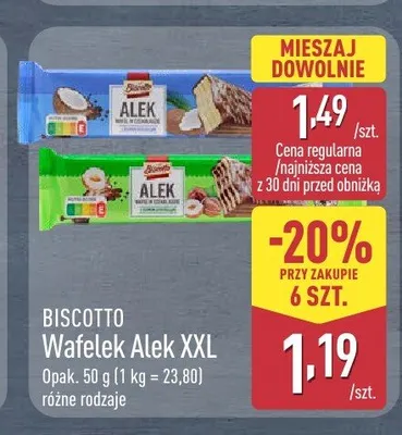 Wafelek Biscotto Alek XXL orzechowy promocja w Aldi