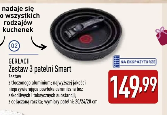 Zestaw 3 patelni Smart Gerlach promocja w Aldi