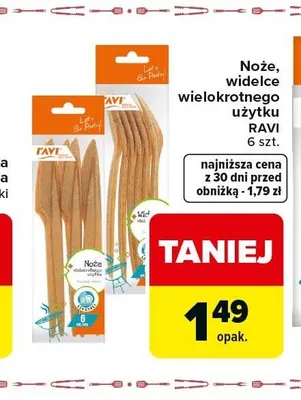 Noże i widelce wielokrotnego użytku Ravi promocja w Carrefour Express