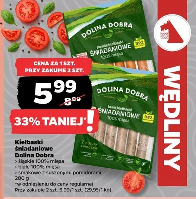 Kiełbaski śniadaniowe Dolina Dobra śląskie promocja w Netto