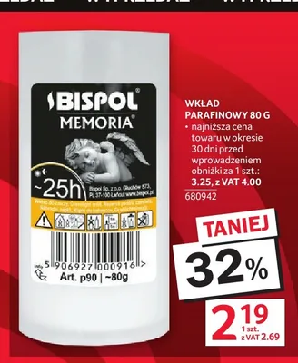 Wkład parafinowy Bispol Memoria 80 g promocja w Selgros