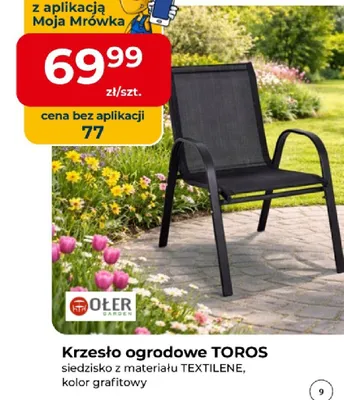 Krzesło ogrodowe Toros siedzisko z materiału Textilene kolor grafitowy promocja w PSB Mrówka