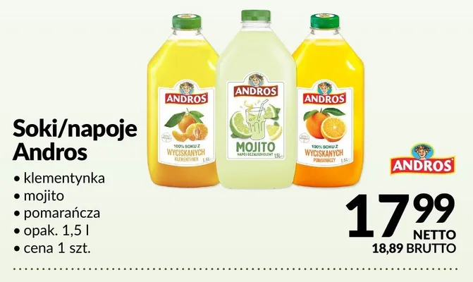 Sok klementynka Andros promocja w Makro