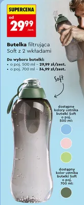 Butelka filtrująca Soft z 2 wkładami 500 ml promocja w Biedronka