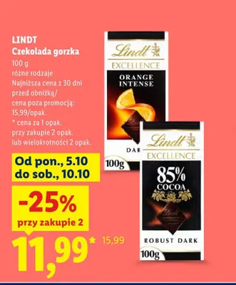 Czekolada gorzka Excellence Orange Intense Lindt promocja w Lidl
