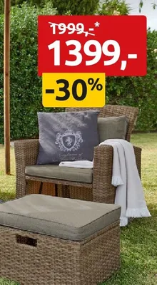 Fotel ogrodowy z podnóżkiem promocja w Black Red White