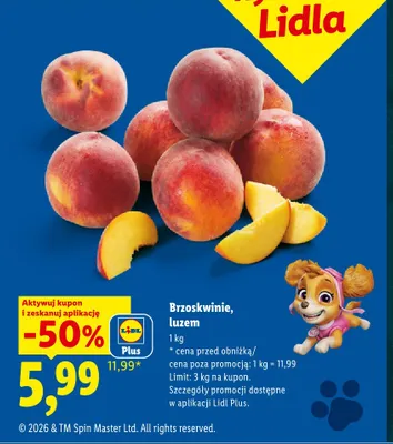 Brzoskwinie luzem Ryneczek Lidla promocja w Lidl