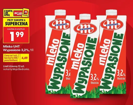 Mleko UHT Mlekovita Wypasione 3,2% promocja w Biedronka