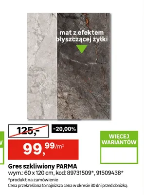 Gres szkliwiony Parma promocja w Leroy Merlin