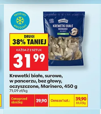 Krewetki białe surowe w pancerzu bez głowy oczyszczone Marinero promocja w Biedronka