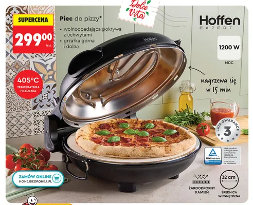 Piec do pizzy Hoffen 1200W 32cm promocja w Biedronka