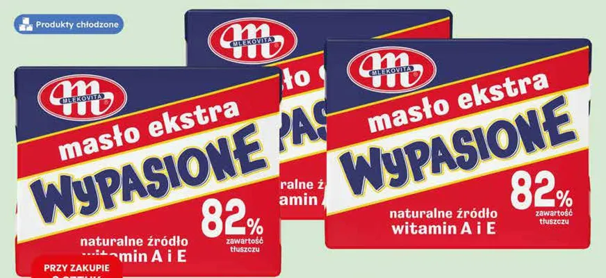 Masło ekstra 82% Wypasione Mlekovita promocja w Dino