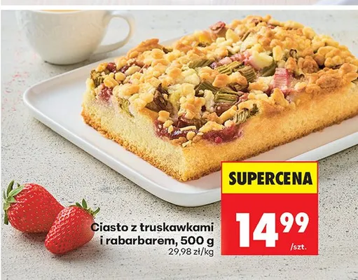Ciasto z truskawkami i rabarbarem promocja w Biedronka
