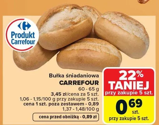 Bułka śniadaniowa promocja w Carrefour Market