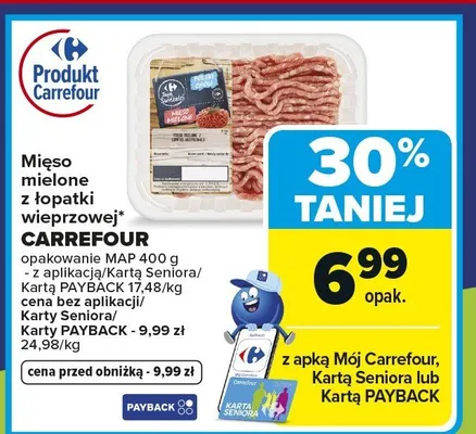 Mięso mielone z łopatki wieprzowej promocja w Carrefour Market