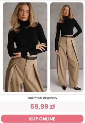 Czarny golf dzianinowy Reneé promocja w Renee