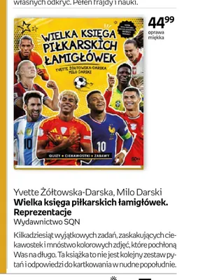 Książka Wielka księga piłkarskich łamigłówek. Reprezentacje Wydawnictwo SQN promocja w Empik