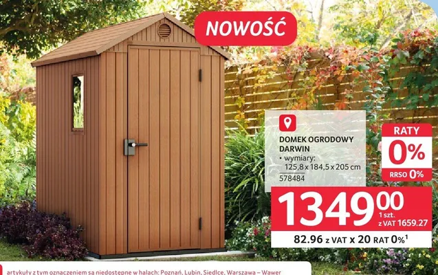 Domek ogrodowy Darwin 125,8x184,5x205cm 578484 promocja w Selgros