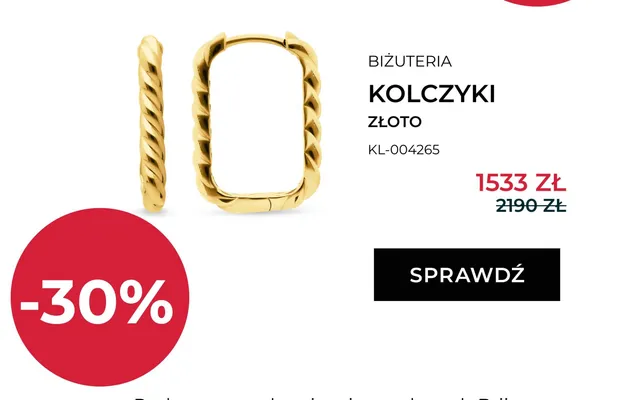 Kolczyki złote Briju KL-004265 promocja w Briju