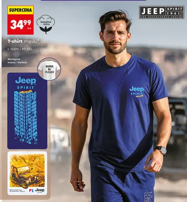 T-shirt męski JEEP SPIRIT bawełna 100% rozm.: M-XXL promocja w Biedronka