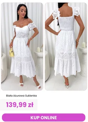 Sukienka biała ażurowa ModnaKiecka.pl promocja w Modna Kiecka