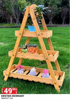 Kwietnik drewniany promocja w Merkury Market