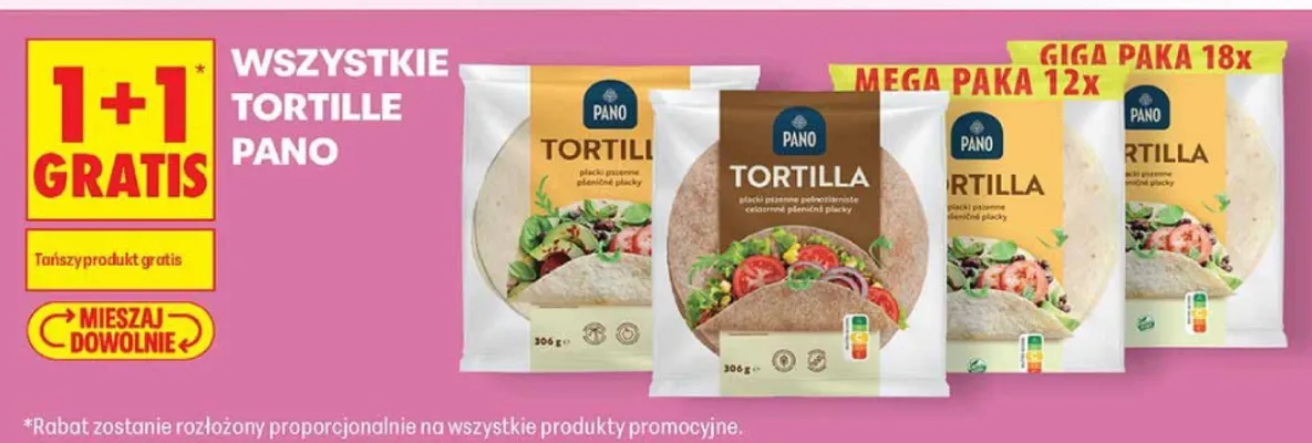 Tortilla pszenna Pano Mega Paka promocja w Biedronka