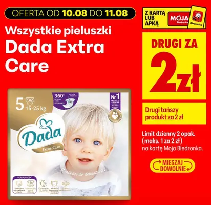 Pieluszki Dada Extra Care promocja w Biedronka