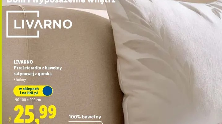Prześcieradło z bawełny satynowej z gumką 90-100×200 cm Livarno promocja w Lidl