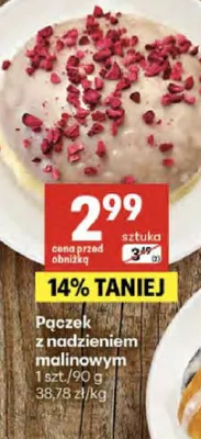 Pączek z nadzieniem malinowym promocja w Delikatesy Centrum
